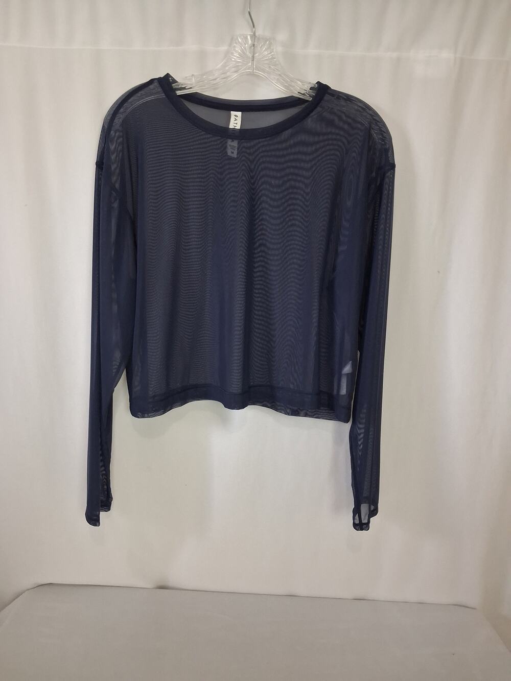 Athleta Sheer Mesh Cropped Monochromatic Lightweight Dressy Casual Layering Top